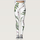 Stilvolle Natur Elegance Rosa & Grüne Blätter Pfei Leggings (Vorderseite)
