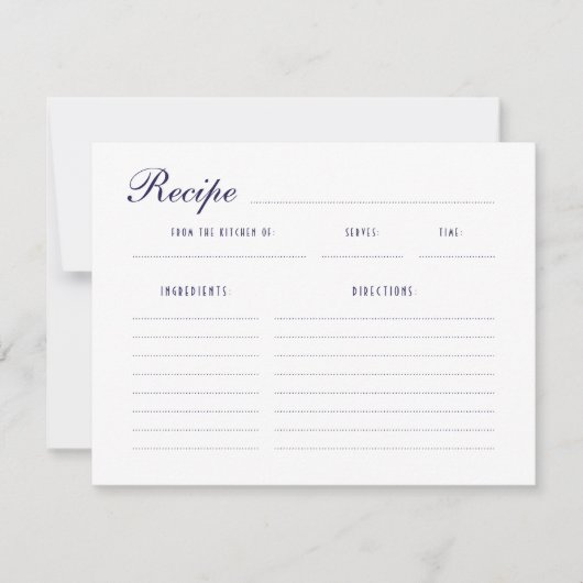 Stilvolle Nautical Brautparty Recipe Cards (Vorderseite)