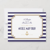 Stilvolle Nautical Brautparty Recipe Cards (Rückseite)