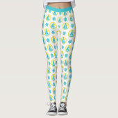 Stilvolle Nautical Sailboat Blue Yoga Leggings (Vorderseite)
