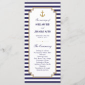 Stilvolle Nautical Wedding Program Rack Cards Programm (Vorderseite)
