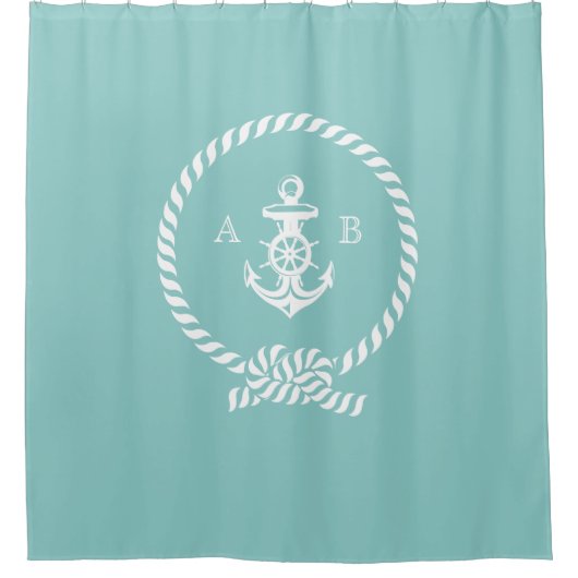 Stilvolle Nautikbügel und Ankermonogramm Duschvorhang (Vorderseite)