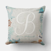 Stilvolle Nautiksandstrände und blauer Sommerstran Kissen (Vorderseite)