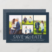 Stilvolle Navy 4 Foto Save the Date (Vorne/Hinten)