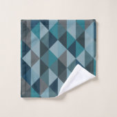 Stilvolle Navy Aquamarin Blue Modern Geometric Pat Badhandtuch Set (Waschlappen)
