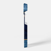 Stilvolle Navy Blue Agate Geode Gold Script Monogr iPhone Hülle (Linke Seite)