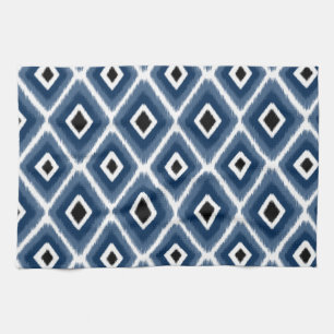 Stilvolle Navy Blue Black Ikat Muster Küchentuch