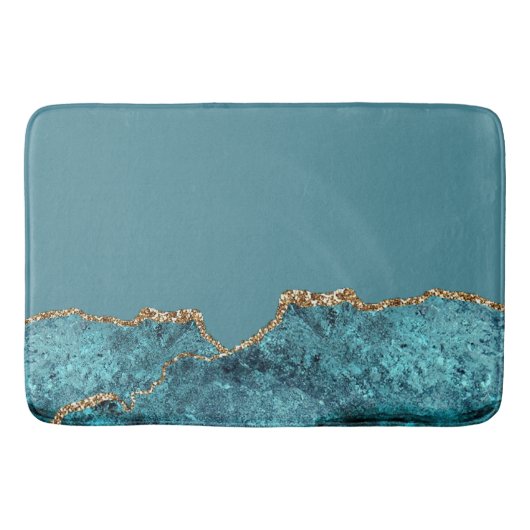 Stilvolle Navy Blue Gold Agate Geode Chic Badematte (Vorderseite)