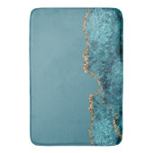 Stilvolle Navy Blue Gold Agate Geode Chic Badematte (Vorderseite Vertikal)