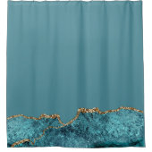 Stilvolle Navy Blue Gold Agate Geode Chic Duschvorhang (Vorderseite)
