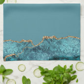 Stilvolle Navy Blue Gold Agate Geode Chic Geschirrtuch (Gefaltet)