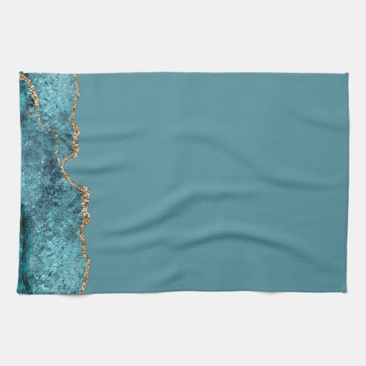 Stilvolle Navy Blue Gold Agate Geode Chic Geschirrtuch (Horizontal)