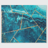 Stilvolle Navy Blue Gold Agate Geode Chic Monogram Geschenkpapier (Flach)
