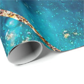 Stilvolle Navy Blue Gold Agate Geode Chic Monogram Geschenkpapier (Rolleneckpunkt)