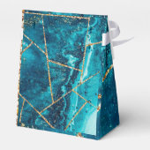 Stilvolle Navy Blue Gold Agate Geode Chic Monogram Geschenkschachtel (Rückseite)