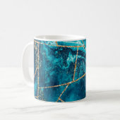 Stilvolle Navy Blue Gold Agate Geode Chic Monogram Kaffeetasse (Vorderseite Links)