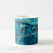 Stilvolle Navy Blue Gold Agate Geode Chic Monogram Kaffeetasse (Mittel)