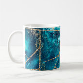 Stilvolle Navy Blue Gold Agate Geode Chic Monogram Kaffeetasse (Links)