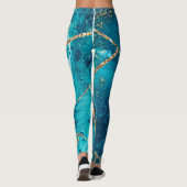 Stilvolle Navy Blue Gold Agate Geode Chic Monogram Leggings (Rückseite)