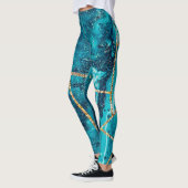Stilvolle Navy Blue Gold Agate Geode Chic Monogram Leggings (Links)