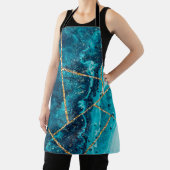 Stilvolle Navy Blue Gold Agate Geode Chic Monogram Schürze (InSitu)