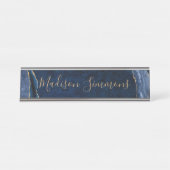 Stilvolle Navy Blue Gold Agate Geode Feminine Scri Schreibtischnamensplakette (Vorderseite )