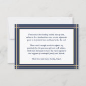 Stilvolle Navy Blue & Gold Frame Classic Typografi Dankeskarte (Rückseite)
