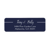 Stilvolle Navy Blue Script Hochzeitsskripte-Rückse (Vorne)