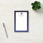 Stilvolle Navy Blue Silver Monogram Post-it Notes Klebezettel (Büro)