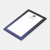 Stilvolle Navy Blue Silver Monogram Post-it Notes Klebezettel (angewinkelt)