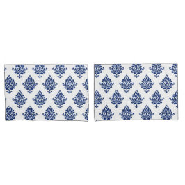 Stilvolle Navy Blue und White Damask Gemustert Kissenbezug