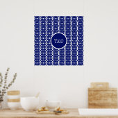 Stilvolle Navy Blue und White Tao Calligraphy Poster (Küche)