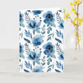Stilvolle Navy Blue Watercolor Blume Leere Karte (Gelbe Blume)