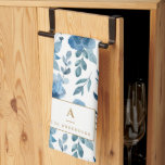 Stilvolle Navy Blue Watercolor Blume Monogram Geschirrtuch<br><div class="desc">Stilvolle Navy Blue Watercolor Blume Muster Mit Monogramm Küchentücher</div>