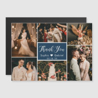 Stilvolle Navy Foto Collage Wedding Vielen Dank