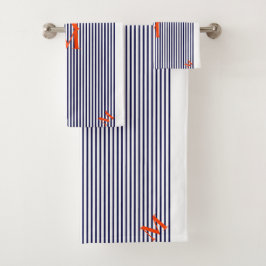 Stilvolle Navy und Weiße Vertikale gestreift Badhandtuch Set