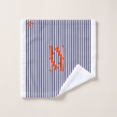Stilvolle Navy und Weiße Vertikale gestreift Badhandtuch Set (Waschlappen)