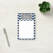 Stilvolle Navy Zickzack Grau Name Post-it Klebezettel (Büro)