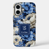 Stilvolle Navyblaue Blumen iPhone Hülle Case (Rückseite)