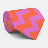 Stilvolle Necktie mit Zing, Pink und Orange Zigzag Krawatte (Gerollt)