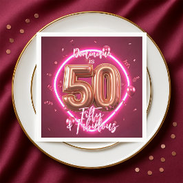 Stilvolle Neon Glow Up Rose Gold 50. Geburtstag Serviette