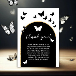 Stilvolle Neutral-Baby-Dusche für Schwarz-Weiß-Ges Dankeskarte