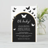 Stilvolle Neutral-Baby-Dusche für Schwarz-Weiß-Ges Einladung (Stehend Vorderseite)