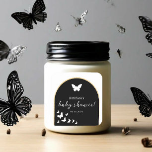 Stilvolle Neutral-Baby-Dusche für Schwarz-Weiß-Ges Quadratischer Aufkleber