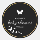 Stilvolle Neutral-Baby-Dusche für Schwarz-Weiß-Ges Runder Aufkleber (Vorderseite)