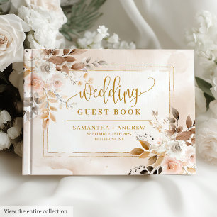 Stilvolle neutrale Tones Gold Boho Wedding Gästebu Gästebuch