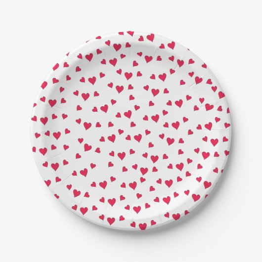 Stilvolle Niedliche Fun Red Hearts Einfache Minima Pappteller (Vorderseite)