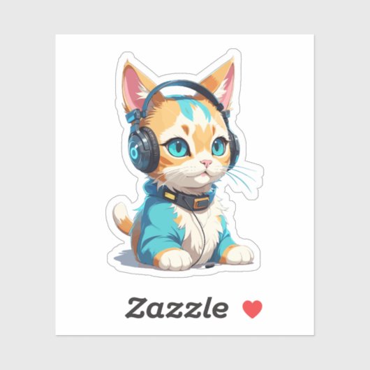 Stilvolle Niedliche Katze Aufkleber (Blatt)