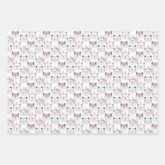 Stilvolle Niedliche Katzen Geschenkpapier Set (Vorderseite 2)