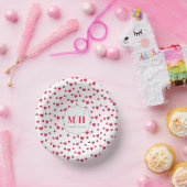 Stilvolle Niedliche Monogram Whimsical Simple Hear Pappteller (Party)